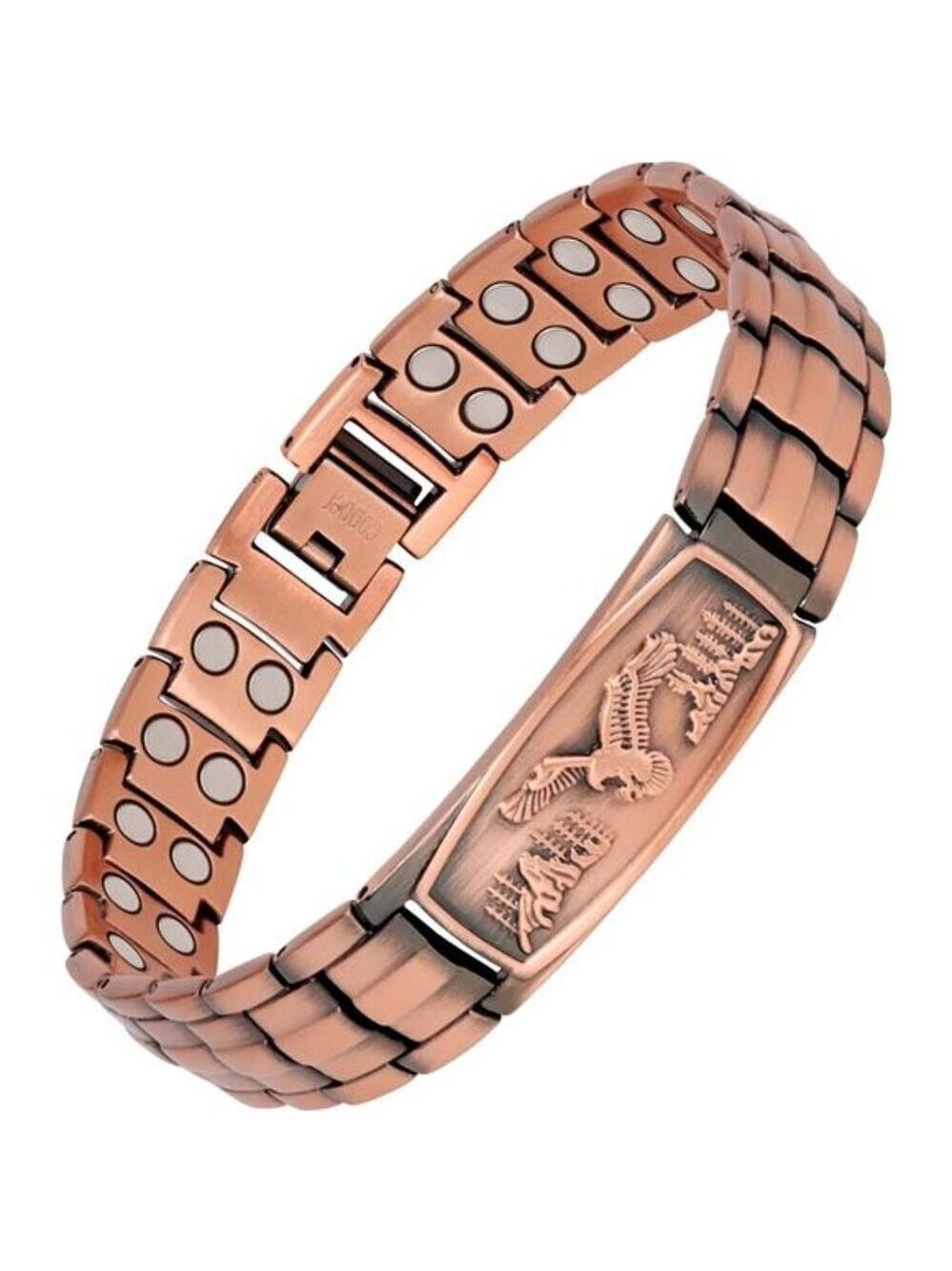 Mens Copper Bracelet Magnetic Therapy Adjustable Eagle Pattern Jewelry Gift